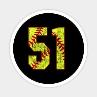 Fastpitch Softball Number 51 #51 Softball Shirt Jersey Uniform Favorite Player Biggest Fan Magnet